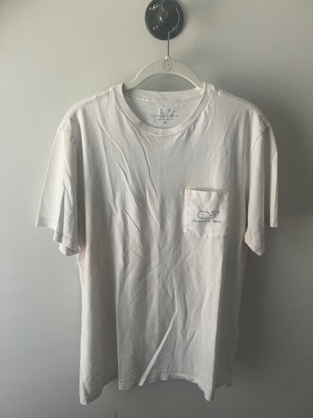 Vineyard Vines White Short-Sleeve Pocket Tee with Navy Whale